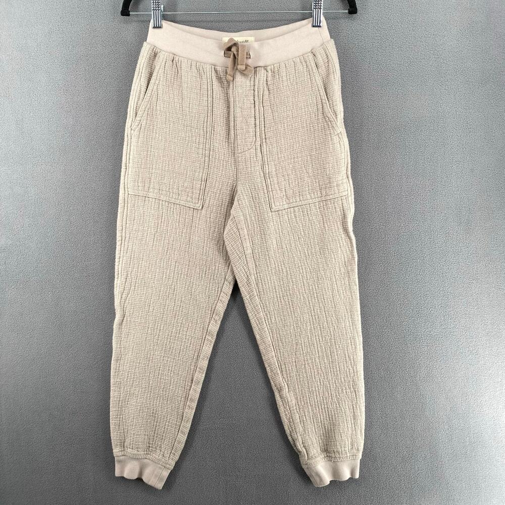 Madewell Waffleback Jogger Pants Womens XXS Cream Lounge Travel Athleisure Sleep